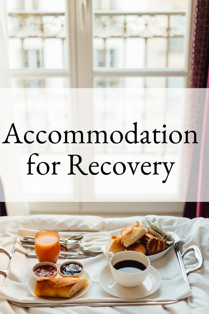 Accommodation for Recovery Breakfast in a hotel room.