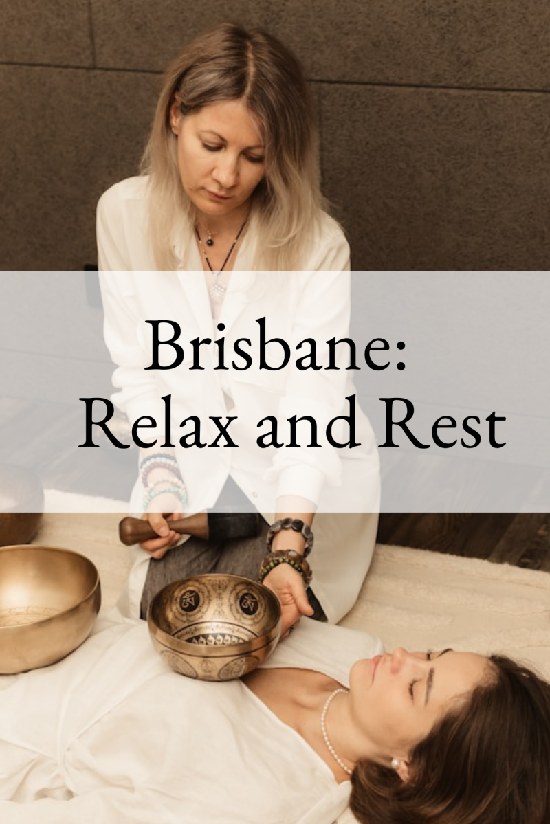 Brisbane Relax and rest A women is relaxing during a singing bowl ceremony.